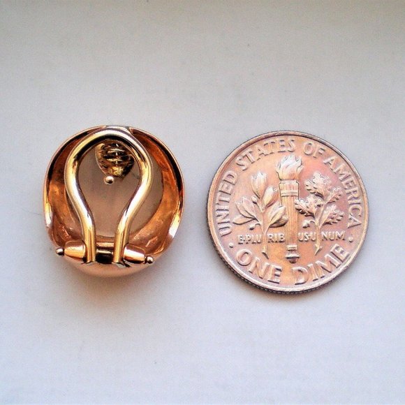 Designer 18K 750 Rose Pink Gold Carved Mother Of Pearl Omega Back Earrings 10.8g - Picture 11 of 12